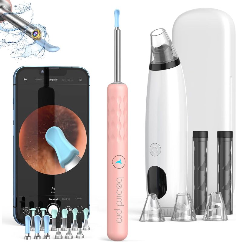 Photo 1 of Bebird Pro Ear Wax Removal Tool with 1440P HD Camera and 6 LED Lights, Free with Deep Cleaning Blackhead Remover, Ear Cleaner for Smaller Ears,FDA Ear Wax Removal Kit for iOS,Android Phones Pink
