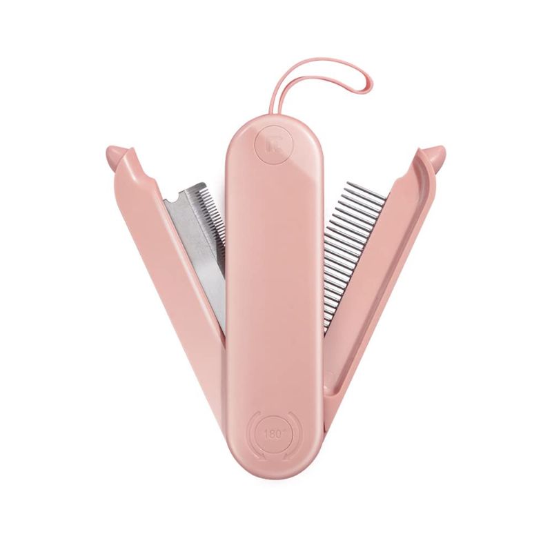 Photo 1 of 2-Sided Pet Grooming Brush for Dogs & Cats, Self-Cleaning Sliver Brush for pet - Comb for Grooming Long Haired & Short Haired Dogs, Cats, Rabbits & More - Deshedding Tool, Cat Brush (Pink)(W-482)