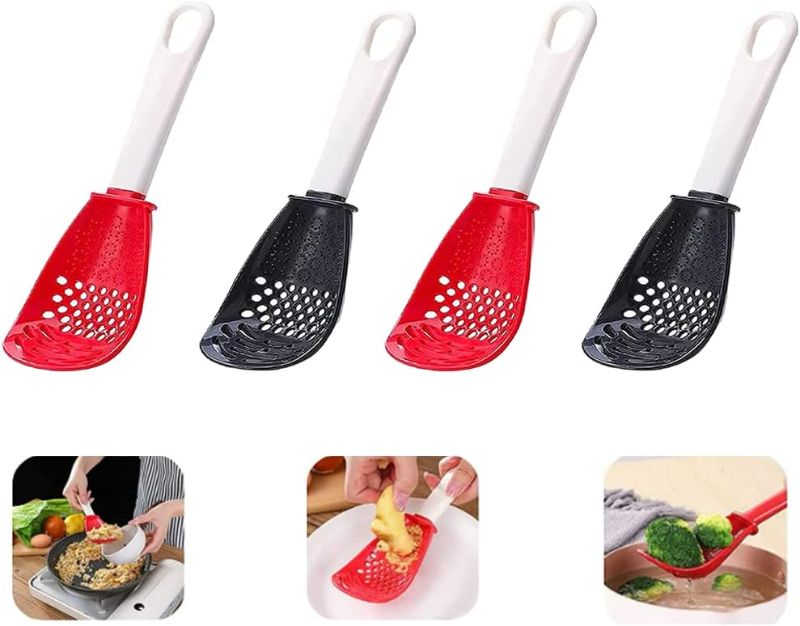 Photo 1 of 4Pack Multifunctional Kitchen Cooking Spoon, Strainers for Kitchen Tools Small Spatula Spoon, Food-Grade High Temperature Resistant Cooking Gadgets Kitchen Accessories Christmas Gift for Women Friends

