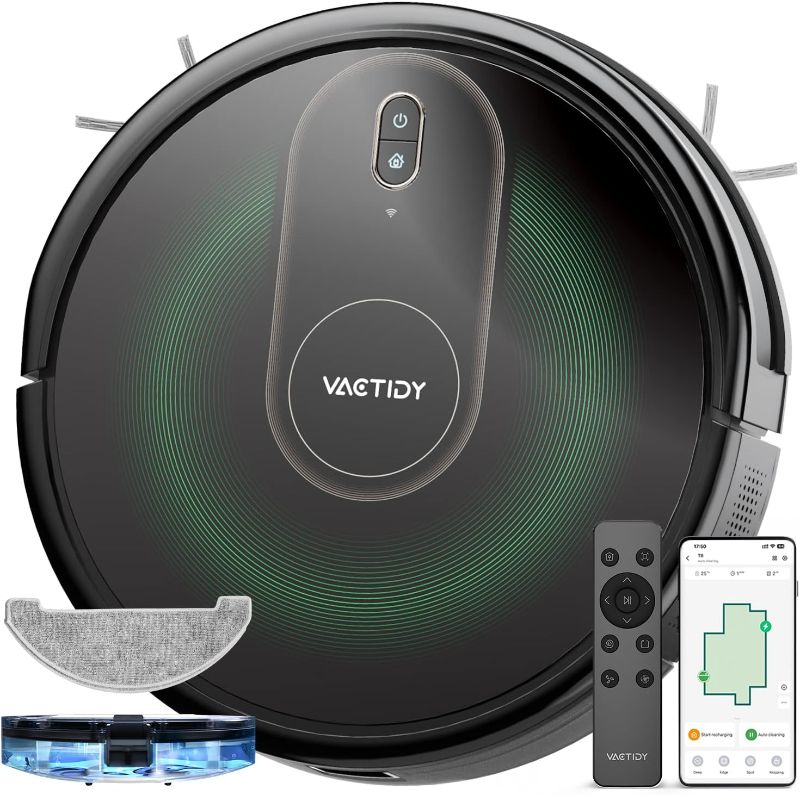 Photo 1 of Vactidy Nimble T8 Robot Vacuum and Mop Combo, Strong Suction, Robot Vacuum Cleaner with GyroNav Navigation, Siri/APP/Alexa/WiFi, Super Slim, Self-Charging, Clean for Hard Floor, Carpet, Pet Hair
