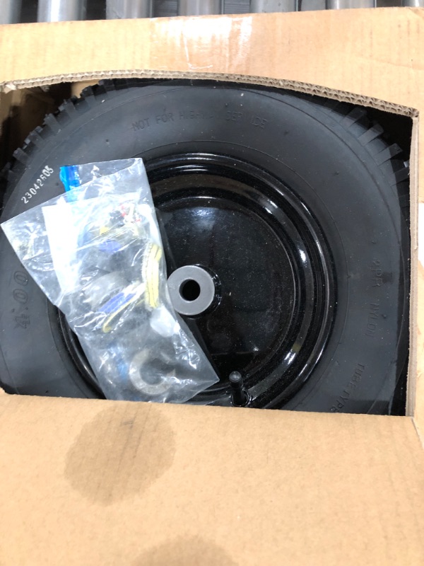 Photo 2 of 4.80/4.00-8" Pnuematic Tire and Wheel Assy,2PR (Air Filled)- 5/8"or 3/4" Powdered Metal bushings and 3"or 6"Center Hub, for Wheelbarrows,Garden and Utility Carts,Trolleys,Wagon and More