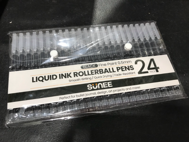 Photo 1 of Sunee Black Fine Point 0.5mm Liquid Ink Rollerball Pens- 24 pack