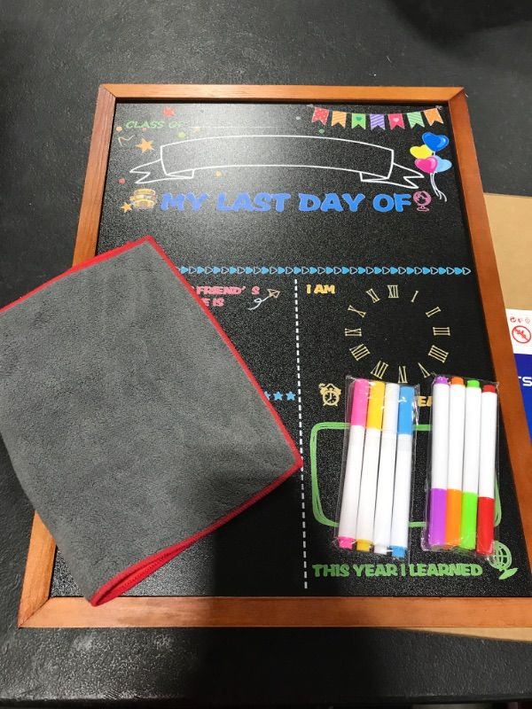 Photo 1 of 16" x 12" First Day and Last Day of School Chalkboard with 8 chalk markers