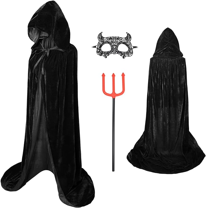 Photo 1 of DNQCOS Unisex Full Length Hooded Ponchos Velvet Halloween Costumes Witch Cloak Cape
