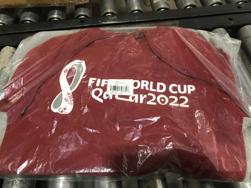 Photo 2 of Outerstuff Men's FIFA World Cup Premium Fleece Hood FIFA World Cup Qatar 2068 Medium Burgundy