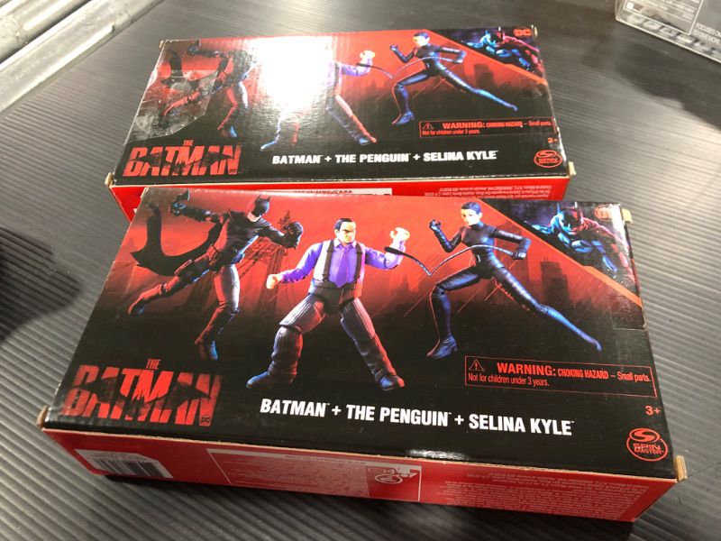 Photo 2 of 2 PACK - DC Comics, Batman 3-Pack with Exclusive 4” Batman, Selina Kyle, The Penguin Action Figures, 3 Accessories, Batman Movie Kids Toys (Amazon Exclusive) Figures 3-pack