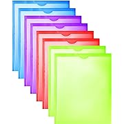 Photo 1 of TEWRLNDE 8 Packs Heavy Duty 3 Pockets Folders with Prongs, Plastic Folders with Clear Front Pocket, for Letter Size Paper, Assorted Colors/Card Slot for Class Office Home
