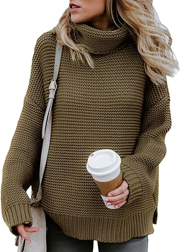 Photo 1 of Asvivid Chunky Turtleneck Sweaters for Women Long Sleeve Knit Pullover Sweater Jumper Tops MEDIUM