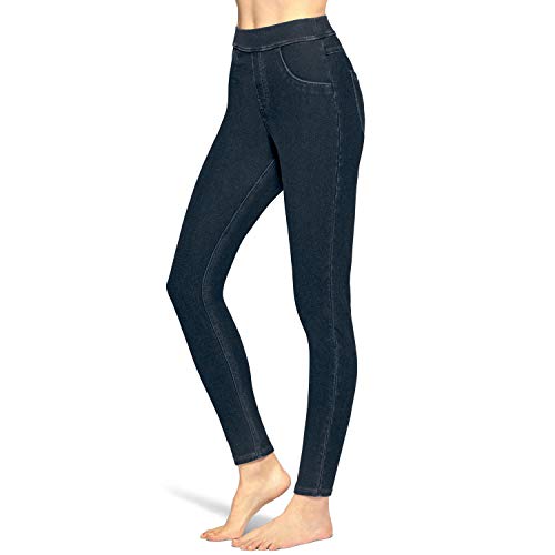 Photo 1 of [Size XXL] Hue Women's Mid-Rise Stretch Slim Fit Pull On Denim Leggings (Midnight)