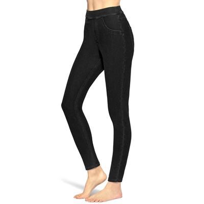 Photo 1 of [Size XXL] Hue Women's Mid-Rise Stretch Slim Fit Pull On Denim Leggings (Black)