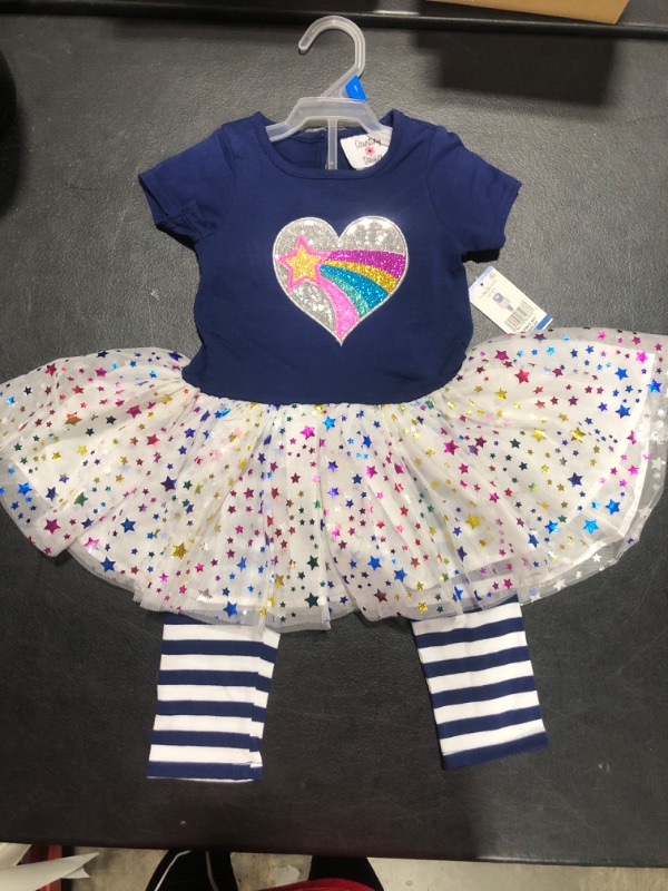 Photo 2 of [Size 2T] Counting Daisies 2 pc Tutu and Leggings Set- Navy