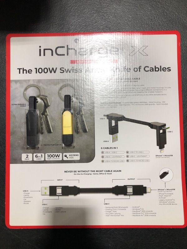 Photo 2 of inChargeX - 2 Pack- The 100W Swiss Army Knife of Cables