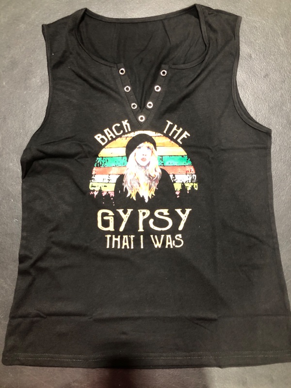 Photo 1 of [Size S] Funny Back To The Gypsy That I Was Printed Vest Women Summer Camisole Sweat Casual Short Sleeved Vest Sleeveless T-shirts
