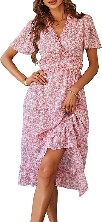 Photo 1 of KIRUNDO 2023 Women's Summer Casual Ruffle Short Sleeve V Neck Boho Floral Print Midi Dress Flowy Chiffon A Line Long Dress medium Style2-black
STOCK IMAGE FOR COMPARISON PURPOSES ONLY
STYLES MAY VARY
