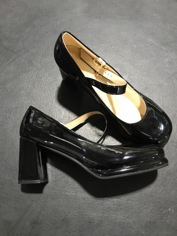 Photo 1 of [Size 11.5] Ladies Black Pump Chunky Heel- Patent Leather