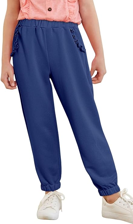 Photo 1 of [Size 12] blibean Girl Long Pants Solid Jogger Kid- Blue