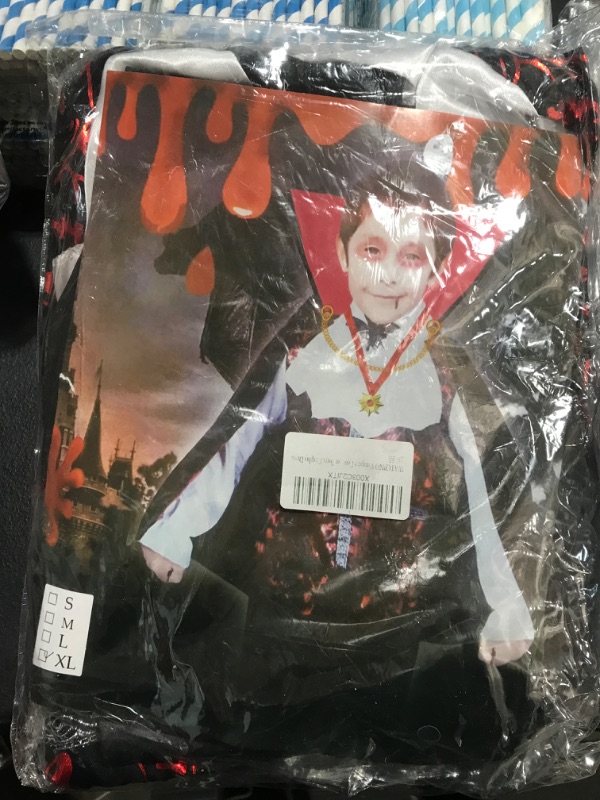 Photo 2 of [Size XL]Vampire Costume Kids for Halloween Party Boys Vampire Costume Halloween Fancy Dress Costume Kids Vampire Costume(XL)