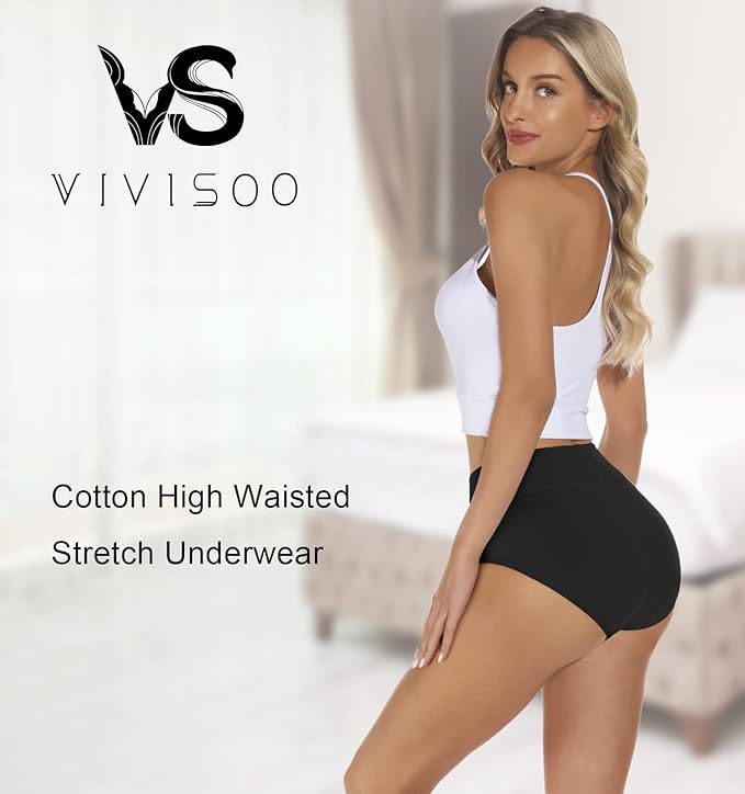 Photo 1 of [Size XS] VIVISOO Cotton Underwear for Women Hipster Panties Comfortable Breathable Stretchy Sports Underpants Teen Girls Cute Briefs All Black 