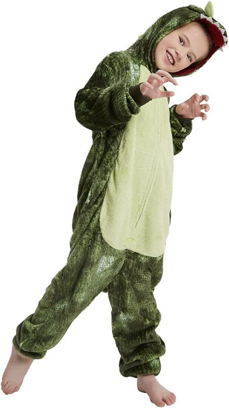 Photo 1 of [Size 10-11yrs] CASABACO Christmas Onesie Kids Dinosaur Costume Unisex Girl Boy Animal Pajama T-Rex Halloween 10-11 Years Green