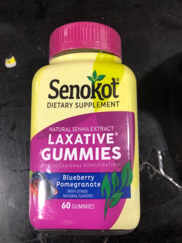 Photo 2 of Senokot Dietary Supplement Laxative Gummies, Natural Senna Extract, Gentle, Overnight Relief From Occasional Constipation, Blueberry Pomegranate Flavor, 60 Count Pomegranate Adult
03/24