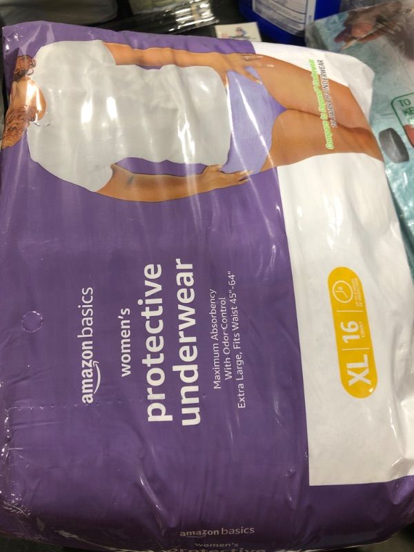 Photo 1 of Amazon Basics Incontinence & Postpartum Underwear for Women, Maximum Absorbency, Extra Large, 16 Count, Lavendar (Previously Solimo) X-Large (16 Count)