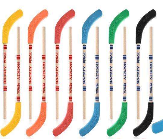 Photo 1 of 12 Pcs Hockey Party Favors Multicolor Hockey Pencils and Erasers Includes Hockey Stick Pencils and Hockey Balls Erasers Sports Pencils Hockey Gifts for Sports Fans Birthday Party Prize