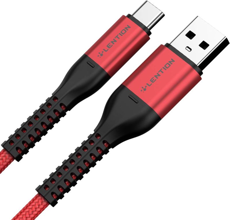 Photo 2 of LENTION USB Type C Cable 9V/3A Fast Charging ( 3.3ft+6.6ft), USB A to USB C 27W Braided Charger Cord Compatible with Moto, LG, More (Red) 