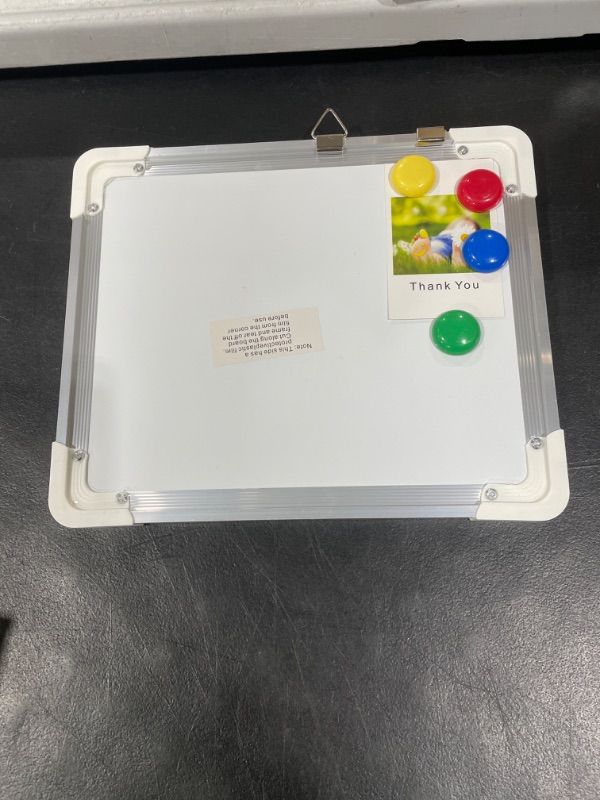 Photo 2 of Small Dry Erase Board, OUSL 12" x 10" Magnetic Whiteboard Hanging Double-Sided Mini White Board 12x 10"