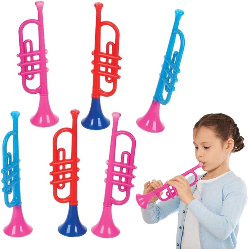 Photo 1 of ArtCreativity 13 Inch Plastic Trumpets, Set of 6, Music Toys for Kids and Toddlers, Fun Musical Instruments Noise Makers for Parties and Events, Cool Birthday Party Favors for Boys, Girls, Adults 