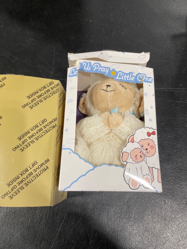 Photo 2 of MyMateZoe Baptism Gifts for Boys, Great Christening, Dedication and Baptism Gift Set for Boys and Newborn Baby, Includes 7" Praying Lamb Plush Toy and Let Us Pray Baby Book in Keepsake Gift Box Blue