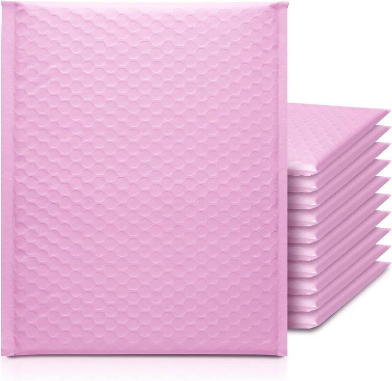 Photo 1 of KeePack Pink Bubble Mailers 8.5 x 12, 25 Pack Padded Envelopes, Mailing Package Bags, Medium Opaque Supplies Shipping Bags #2 Bulk, Black (Inside: 8.5 x 11) color pink