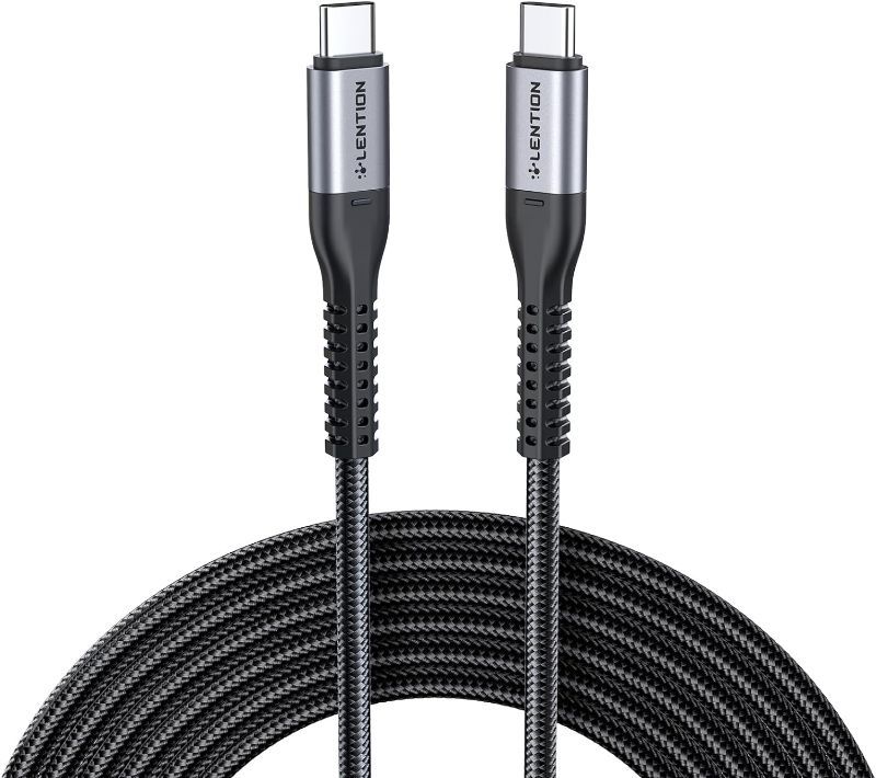 Photo 1 of LENTION USB C to USB C Cable 6.6ft 60W, Type C 20V/3A Fast Charging Braided Cord Compatible with iPhone 15/15 Pro/15 Pro Max, 2023-2016 MacBook Pro, New iPad Pro/Mac Air/Surface, More (Grey)