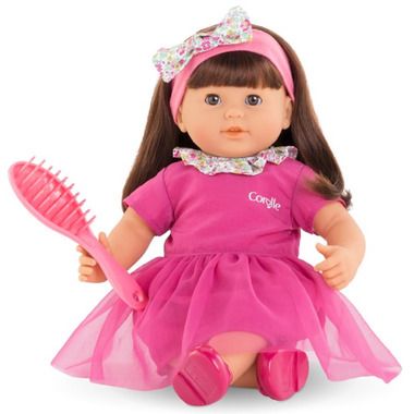 Photo 1 of Alice is a 14-inch; soft-bodied mon grand poupon Corolle baby doll for little ones wanting a baby of their own to love. With her long easy-to-style hair; children are introduced to hairstyling play (hairbrush included). Alice has brown sleepy eyes that cl