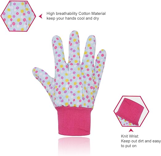 Photo 1 of 2 Pairs Kids Gardening Gloves for Age 5-9, Children Yard Garden Work Gloves, Kids DIY Gloves for Girls Boys