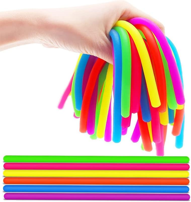 Photo 1 of 12 Pack Stretchy String Fidgets Sensory Toys Build Resistance Squeeze Strengthen Arms, The Silicone rope Stress Reliever Toy for Kids with ADD, ADHD or Autism, and Adults to Increase Focus Patience