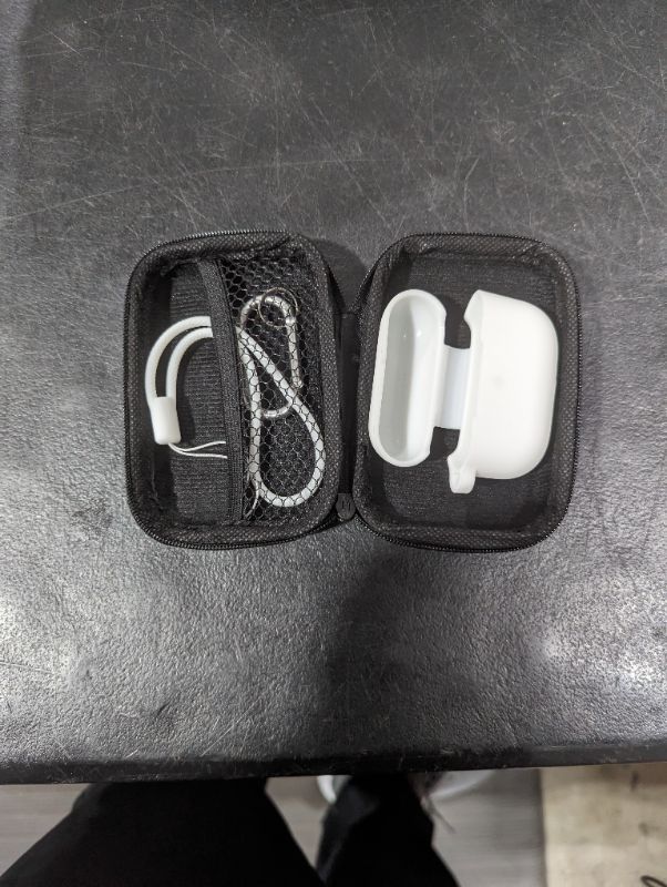 Photo 2 of Airpods Pro Case Cover, Soft Silicone Shock-Absorbing Protective Case with Keychain color white with zipper case.