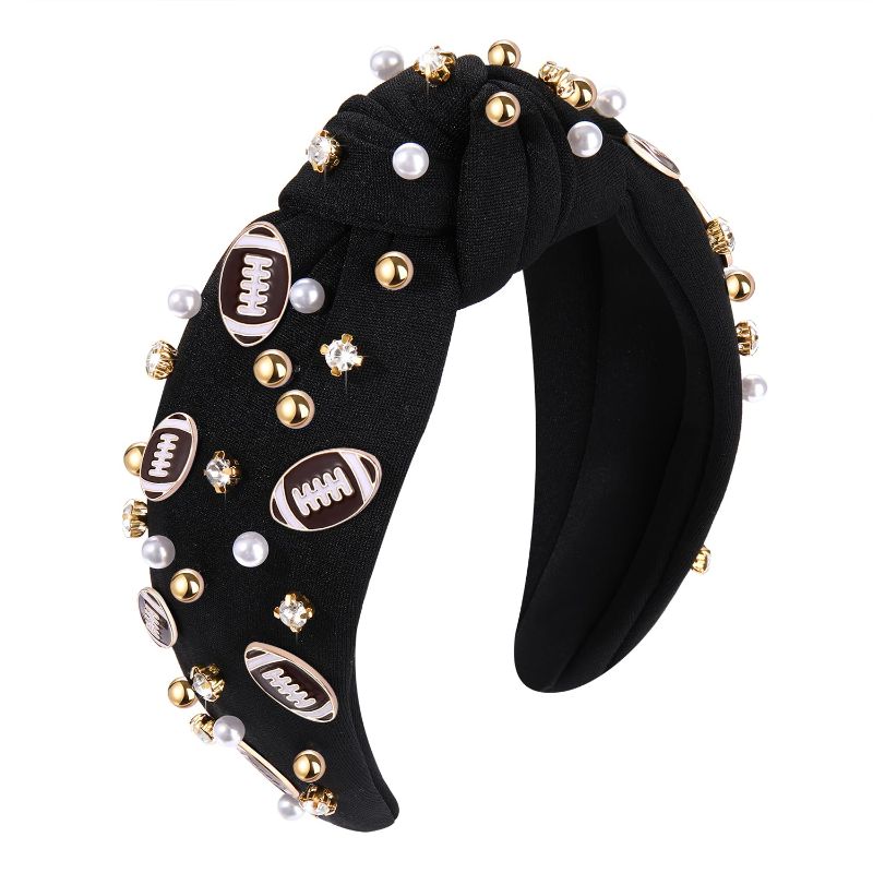 Photo 1 of Football Headband Pearl Rhinestone Jeweled Knotted Headband