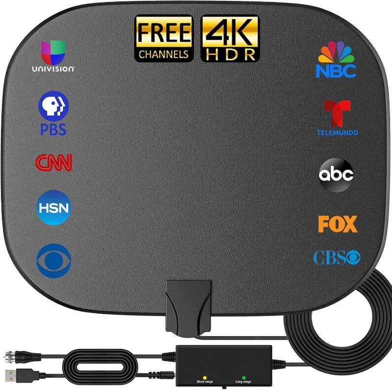 Photo 1 of 2023 Upgraded Amplified HD Digital TV Antenna Long 450+ Miles Range, Support 360°Reception 4K 1080p for Smart TV, Amplifier Signal Booster for Local Channels-20ft Coax HDTV Cable