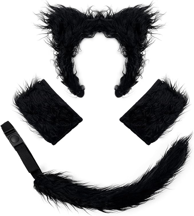 Photo 1 of Cat Costume Fox Costume For Women With Cat Ears and Tails Set,Include Headband For Costume On Halloween, Party Black…
