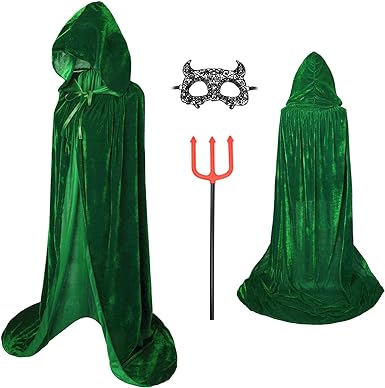 Photo 1 of DNQCOS Unisex Full Length Hooded Ponchos Velvet Halloween Costumes Witch Cloak Cape Size M