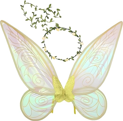 Photo 1 of caretoto Fairy Wings for Adults Fairy Costume Dress Up Sparkling Sheer Wings Angel Wings for Kids Girls Women
