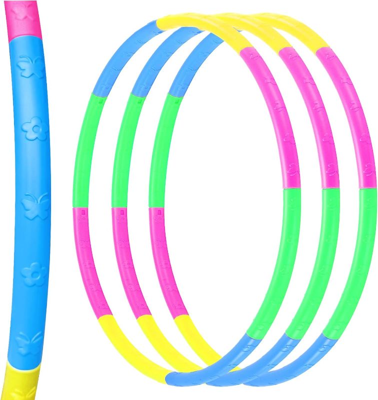 Photo 1 of 3 Pack Exercise Hoops for Kids, Detachable Adjustable Weight/Size Plastic Kid Hoops,Suitable for Sports Game,Fitness,Gymnastics,Dance and Pet Training