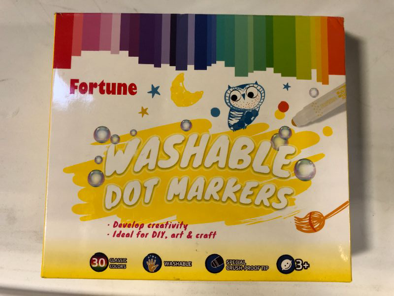 Photo 2 of Washable Dot Markers Paint Art – 30 Colors Fine Tip 8mm Dotters Non-Toxic Water Based Shuttle Supplies Kit for Toddlers and Adults