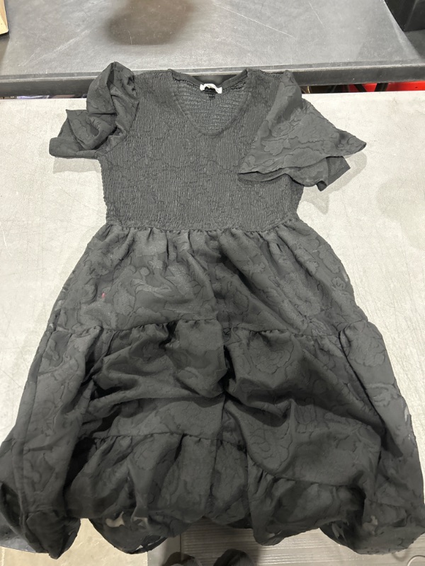Photo 1 of Bbonlinedress Women's V-Neck Floral Homecoming Cocktail Dress Midi Fall Wedding Guest Dress with Pockets Medium Black