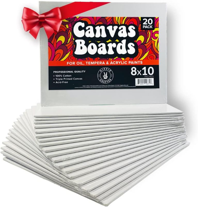 Photo 1 of 20 Pack Paint Canvases for Painting 8x10
