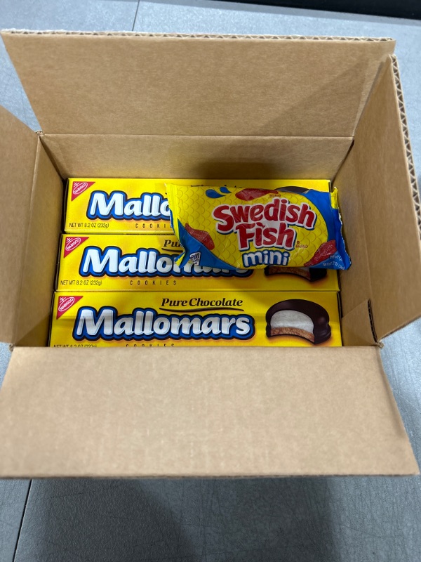 Photo 2 of Mallomars Chocolate Cookies, 3 - 8.2 oz Boxes + Bonus SWEDISH FISH Mini Soft and Chewy Candy Snack Pack