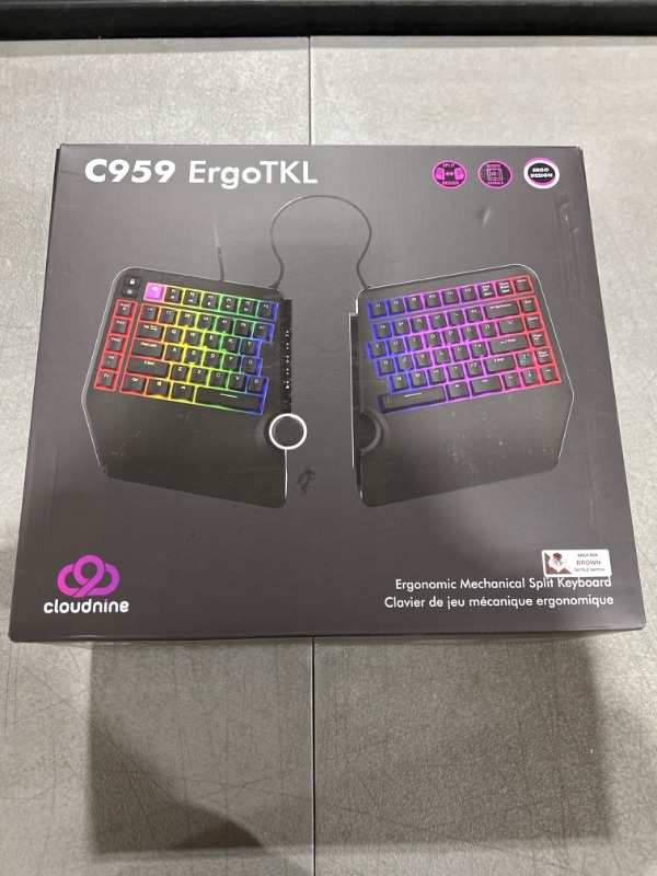 Photo 3 of Cloud Nine ErgoTKL Ergonomic Tenkeyless Mechanical Keyboard for PC – Kailh Brown – TKL RGB Backlit Ergo Split Key Board Kailh Brown (tactile)