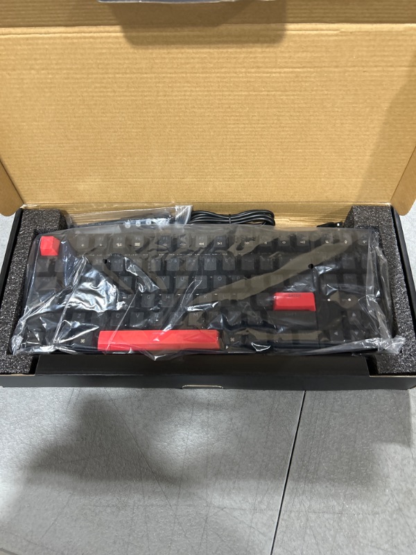 Photo 1 of Keychron C3 Pro QMK/VIA Custom Gaming Keyboard, Programmable 87 Keys TKL Layout Red LED Backlight Gasket Mount Wired Mechanical Keyboard with Brown Switches for Mac/Windows/Linux