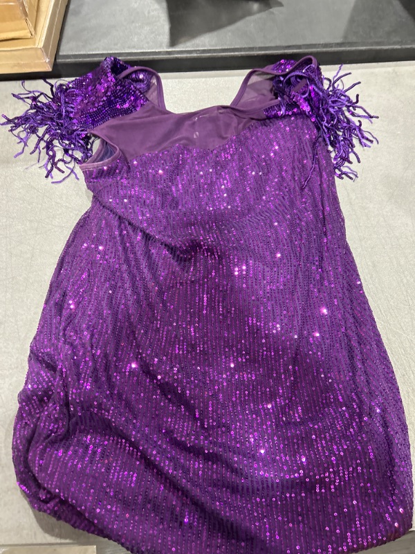 Photo 2 of Cololura Sexy Sequin Tassel Mesh Perspective Party Cocktail Bodycon Evening Club Maxi Dress 4X-Large Purple