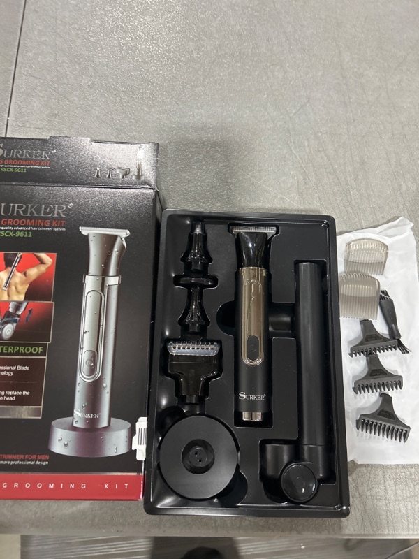 Photo 1 of SURKER Body Trimmer Mens Electric Back Shaver Body Grooming kit Facial,Arm,Chin Beard Trimmer Cordless Hair Clipper with Adjustable Extension Handel Waterproof